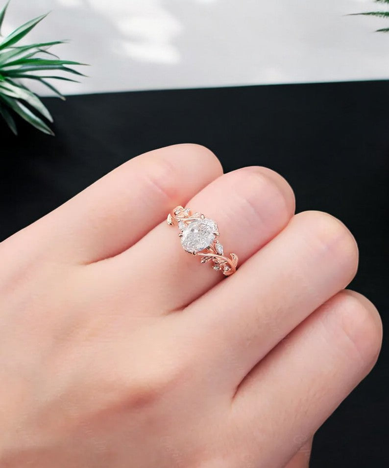 1.360ct Oval cut Moissanite engagement ring