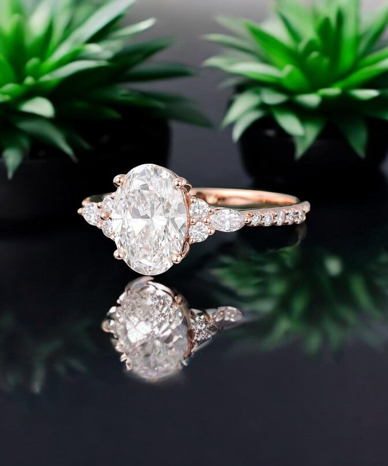 2.250ct Oval cut Moissanite engagement ring