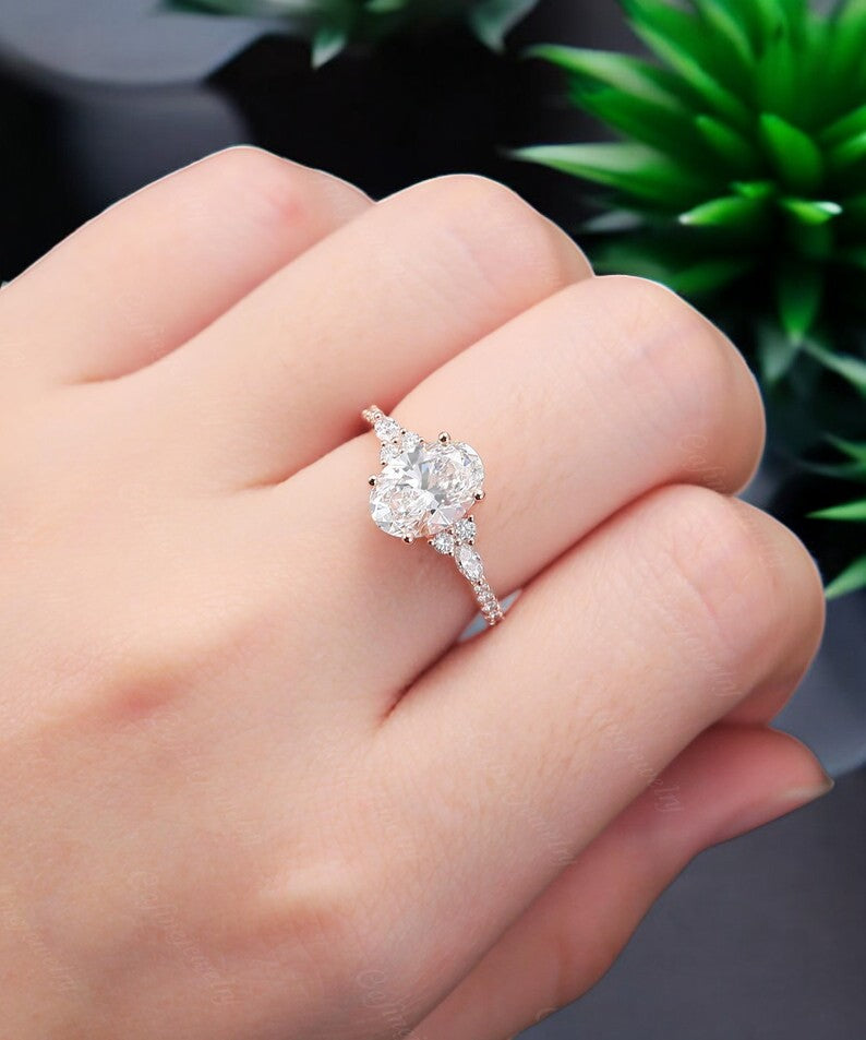 2.250ct Oval cut Moissanite engagement ring