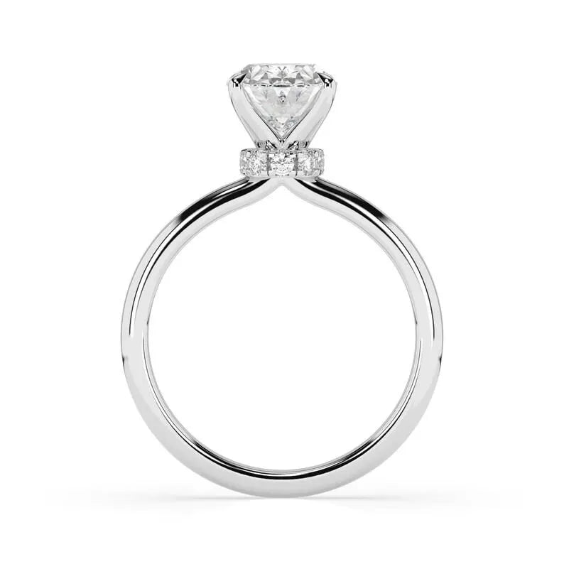 Certified 1.55Ct Oval cut Solitaire Moissanite Engagement Ring in 14k White Gold