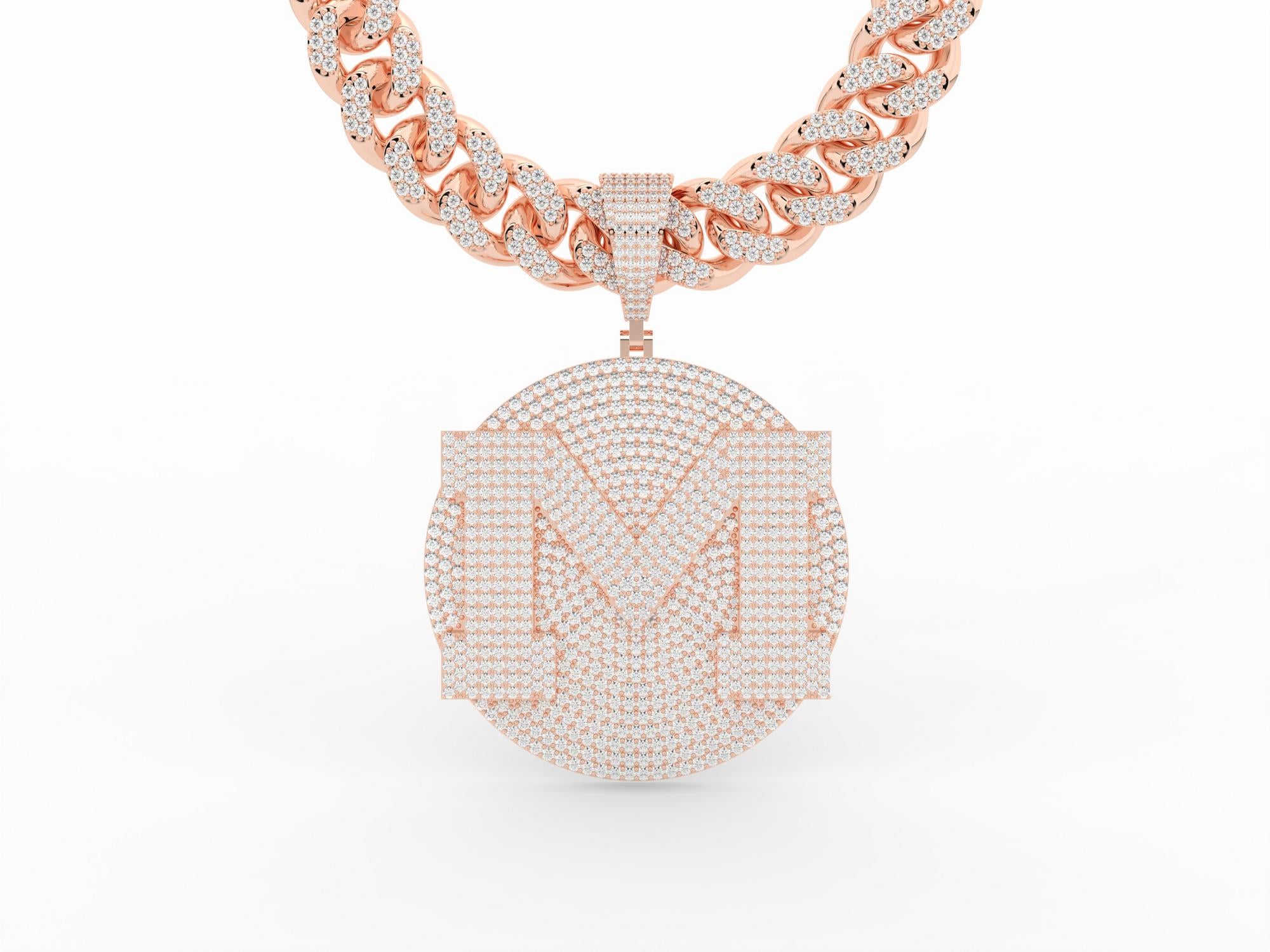 Iced Out Custom "M" Big Medallion Pendant P 3