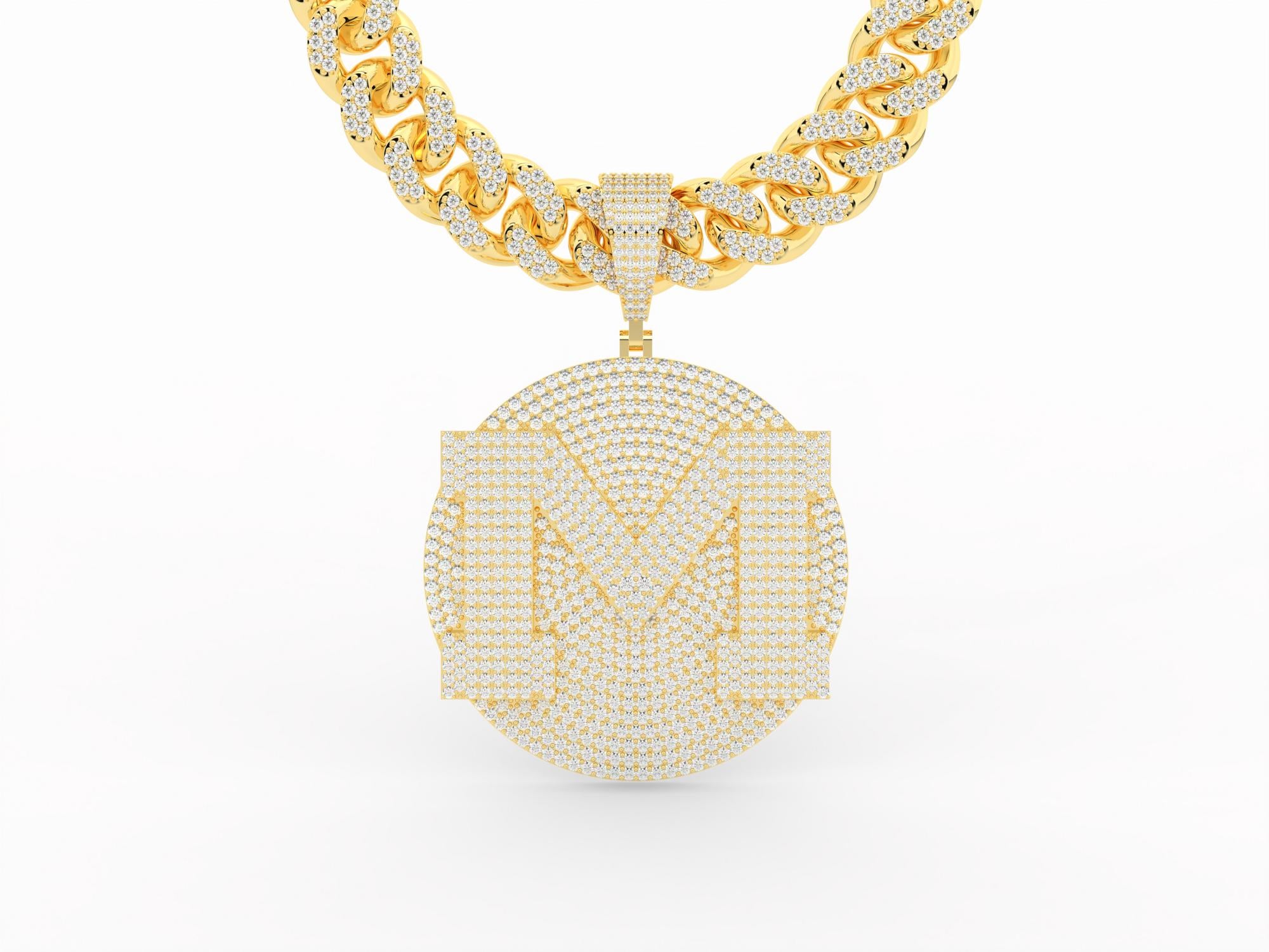 Iced Out Custom "M" Big Medallion Pendant P 3