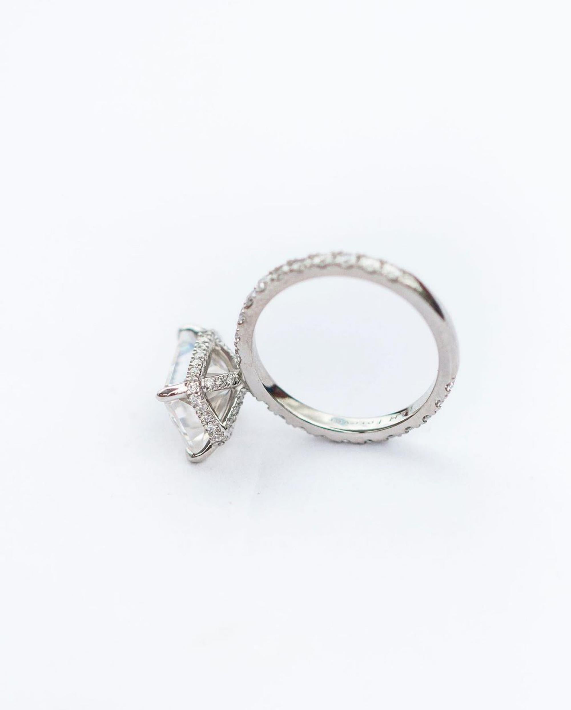 4.60ct Vintage Radiant cut Moissanite engagement ring