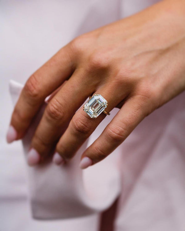 11.50ct Emerald Cut Moissanite Engagement Ring
