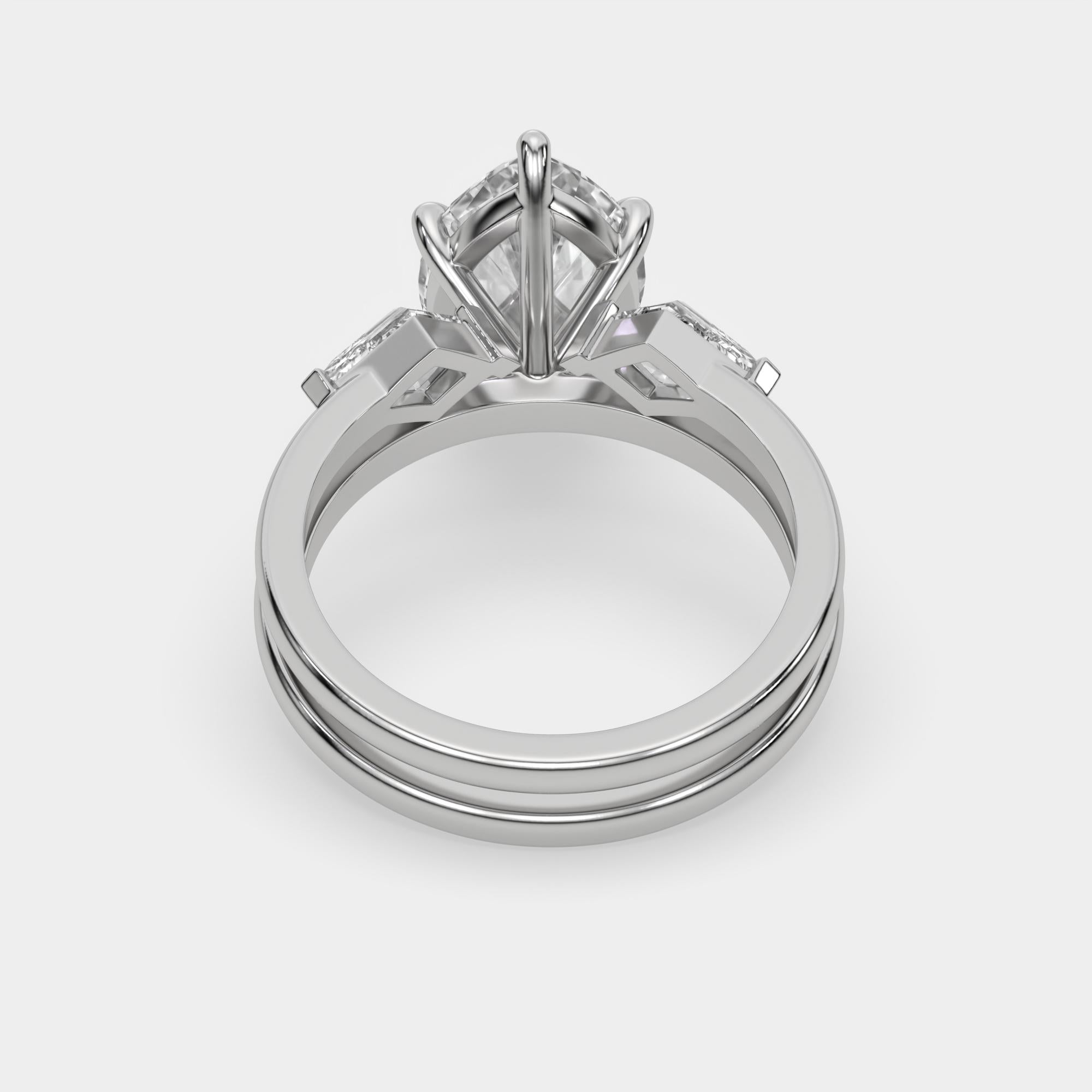 Marquise cut Moissanite engagement ring set