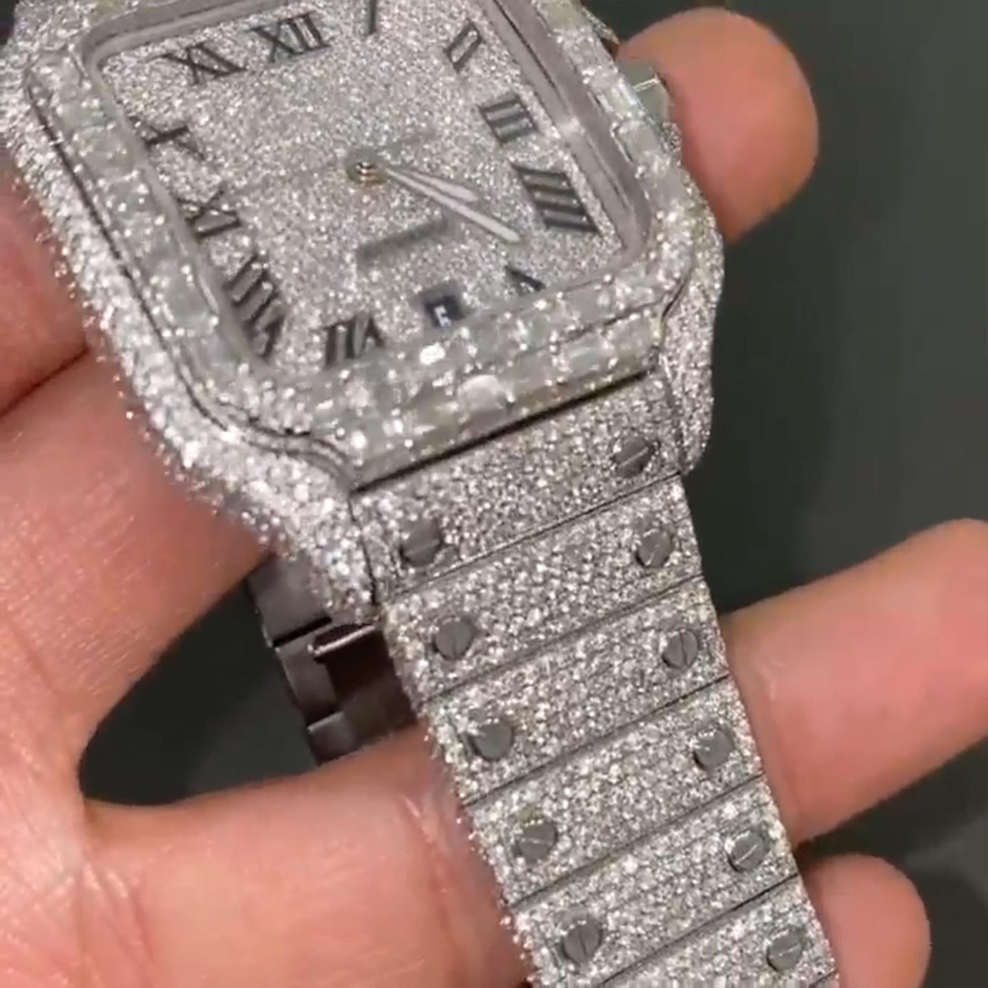 Cartier Santos Moissanite Diamond Watch w 27
