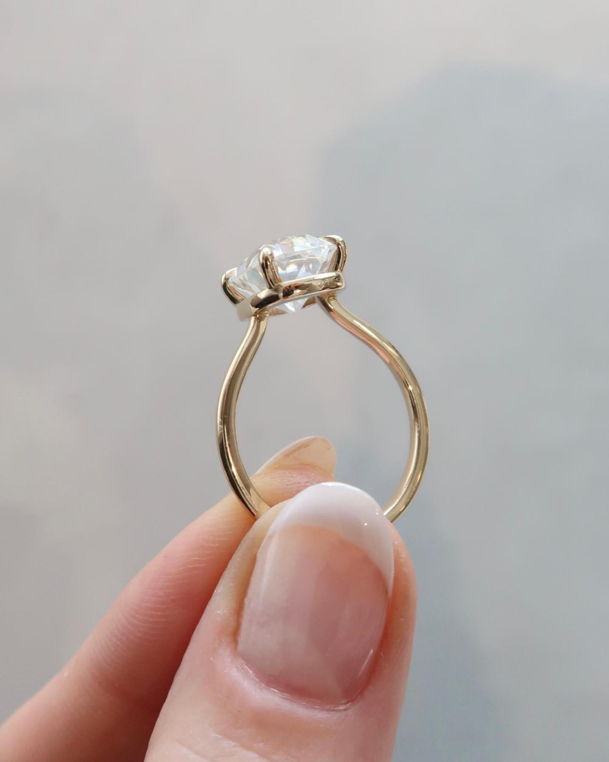 3.65CT Dainty Cushion Cut Solitaire Engagement Ring