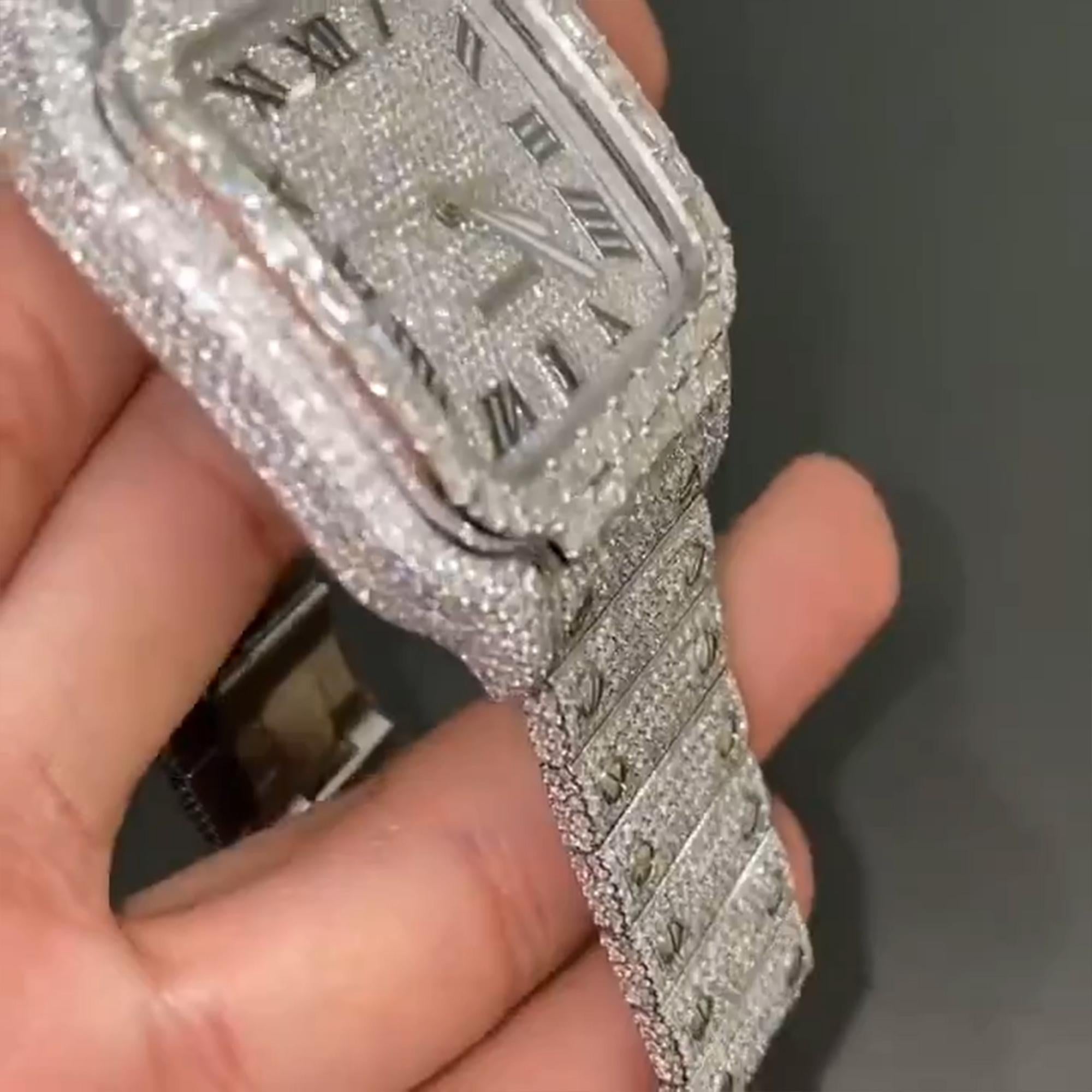 Cartier Santos Moissanite Diamond Watch w 27