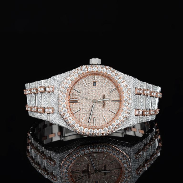 Moissanite Iced Out VVS  Diamond Automatic Movement Luxury Handmade Men's Watch Fully Ice out Diamond Hip Hop Watch