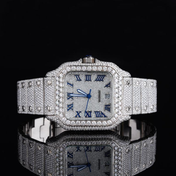 Moissanite Diamond Watch For Mens | Handmade Moissanite Studded Watch | Moissanite Hip-hop Watch