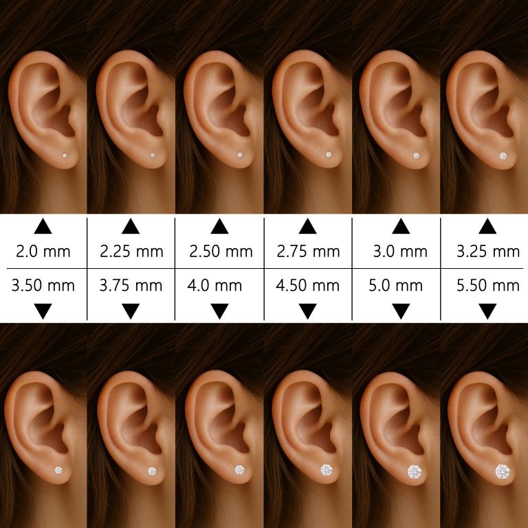 Authentic 14K Solid Yellow Gold Solitaire Round Brilliant Stud Earrings 2mm-5.5m