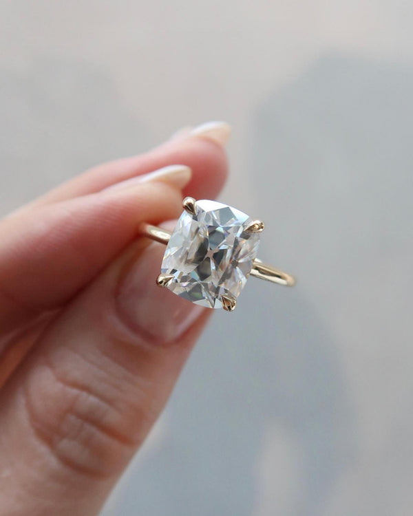 3.65CT Dainty Cushion Cut Solitaire Engagement Ring