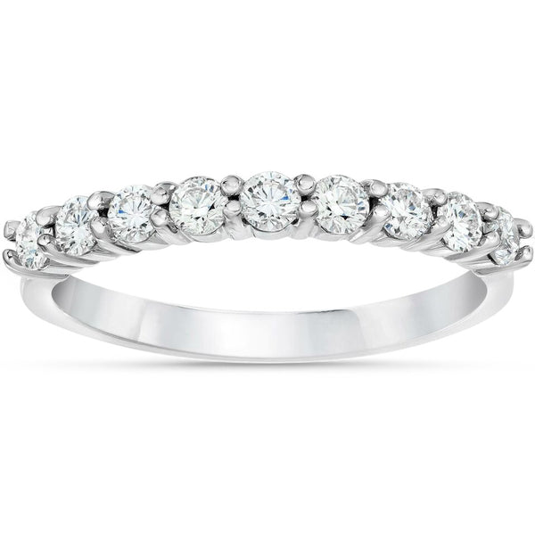 1/2ct Diamond Ring Half Eternity Wedding Band 14K White Gold