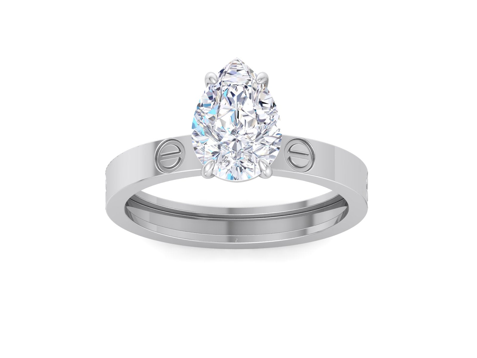 2.5ct Pear Shaped Moissanite Engagement Ring, Pear Solitaire Ring