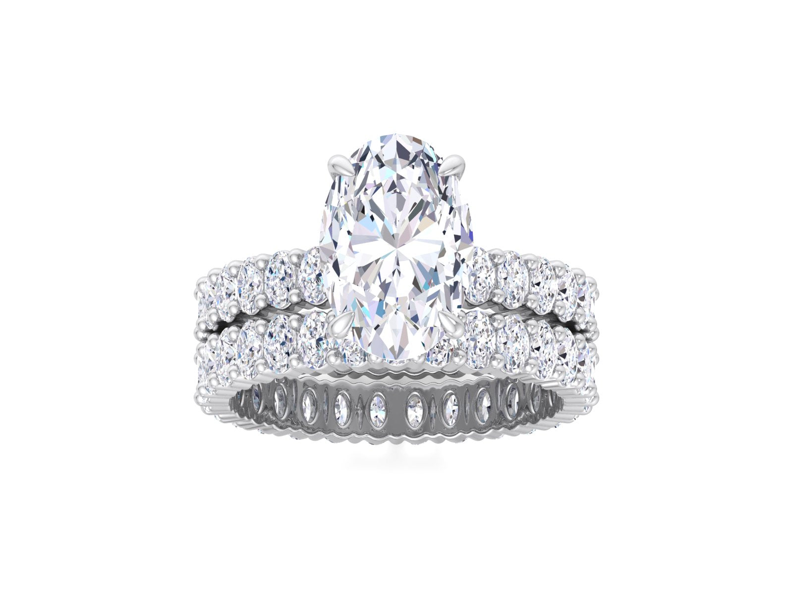 Oval Colorless Moissanite engagement ring set