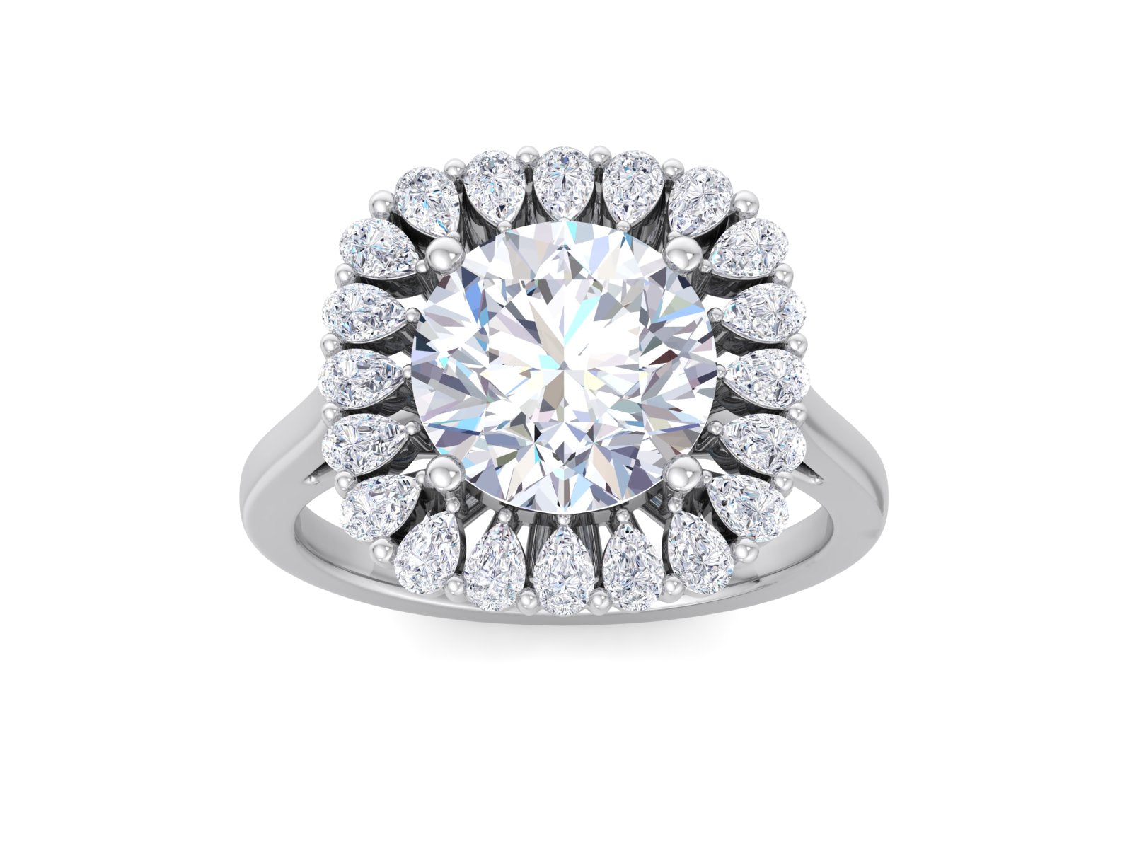 3.80 CT Excellent Cut Round Moissanite Rings, Halo Engagement Rings