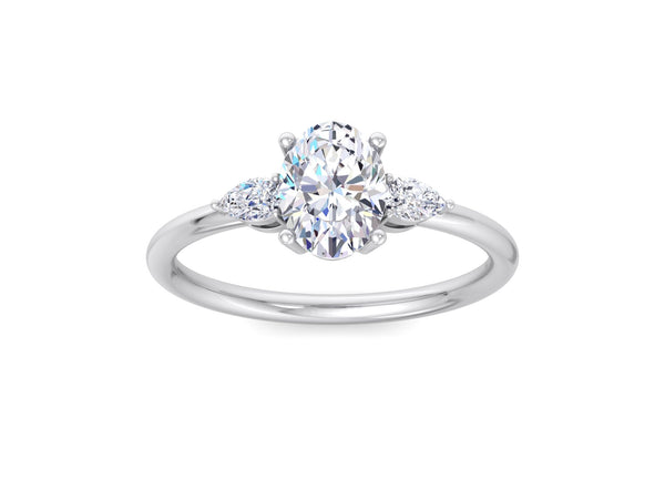 IGI CERTIFIED E/VVS 1.25 Carat Oval Three Stone Diamond Engagement Ring