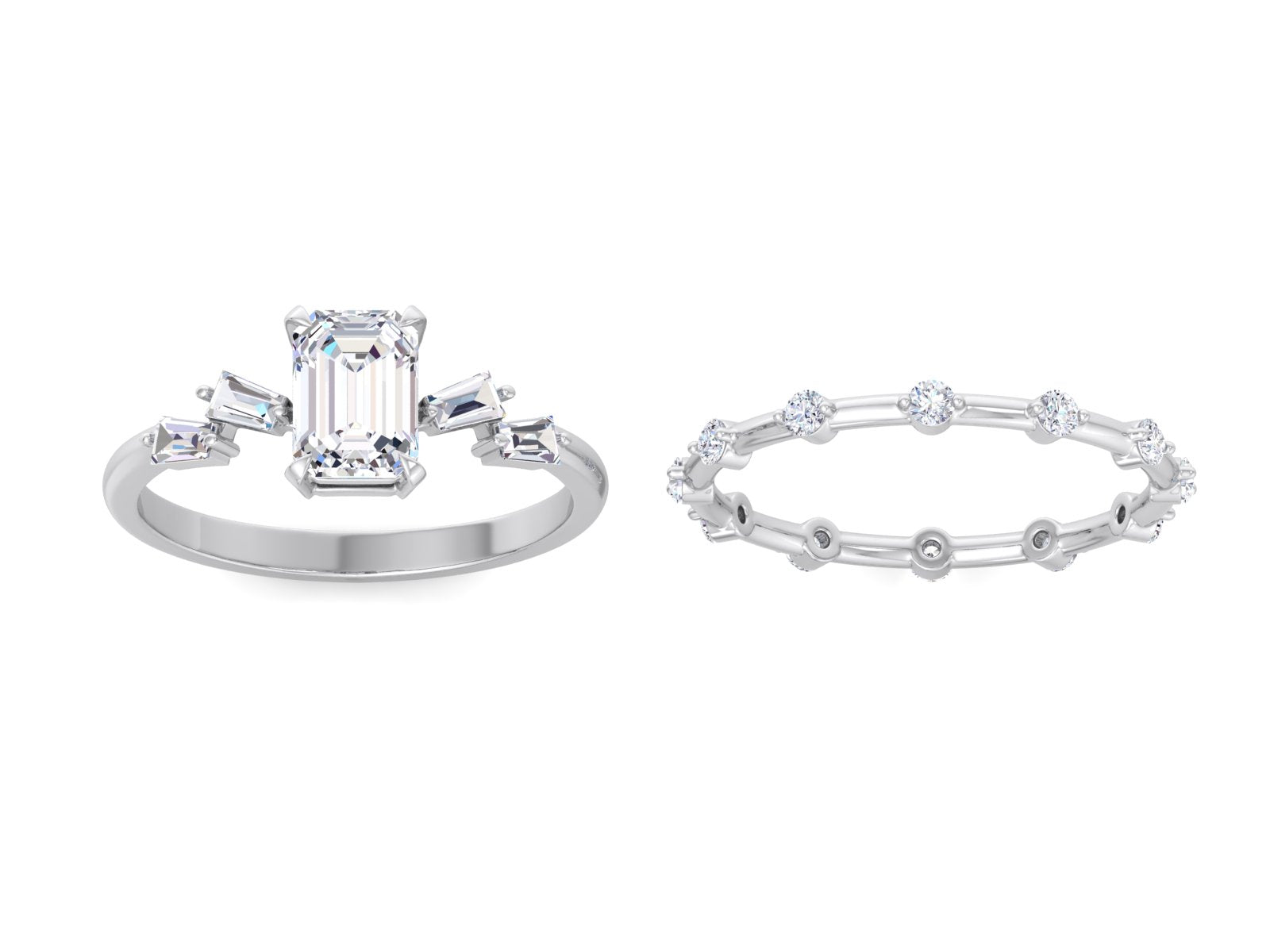 1.00 CT Emerald Cut Lab Diamond Engagement Ring Lab Grown Engagement Ring