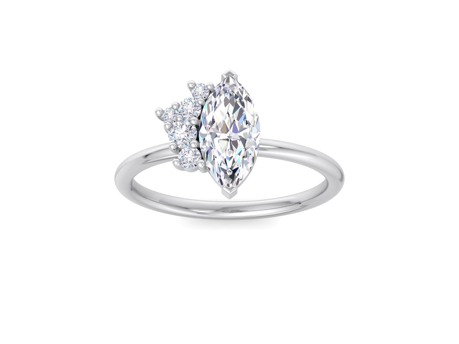 1.00 carat IGI Certified F/VVS Marquise Cut Lab Created Diamond Cluster Halo Engagement Ring