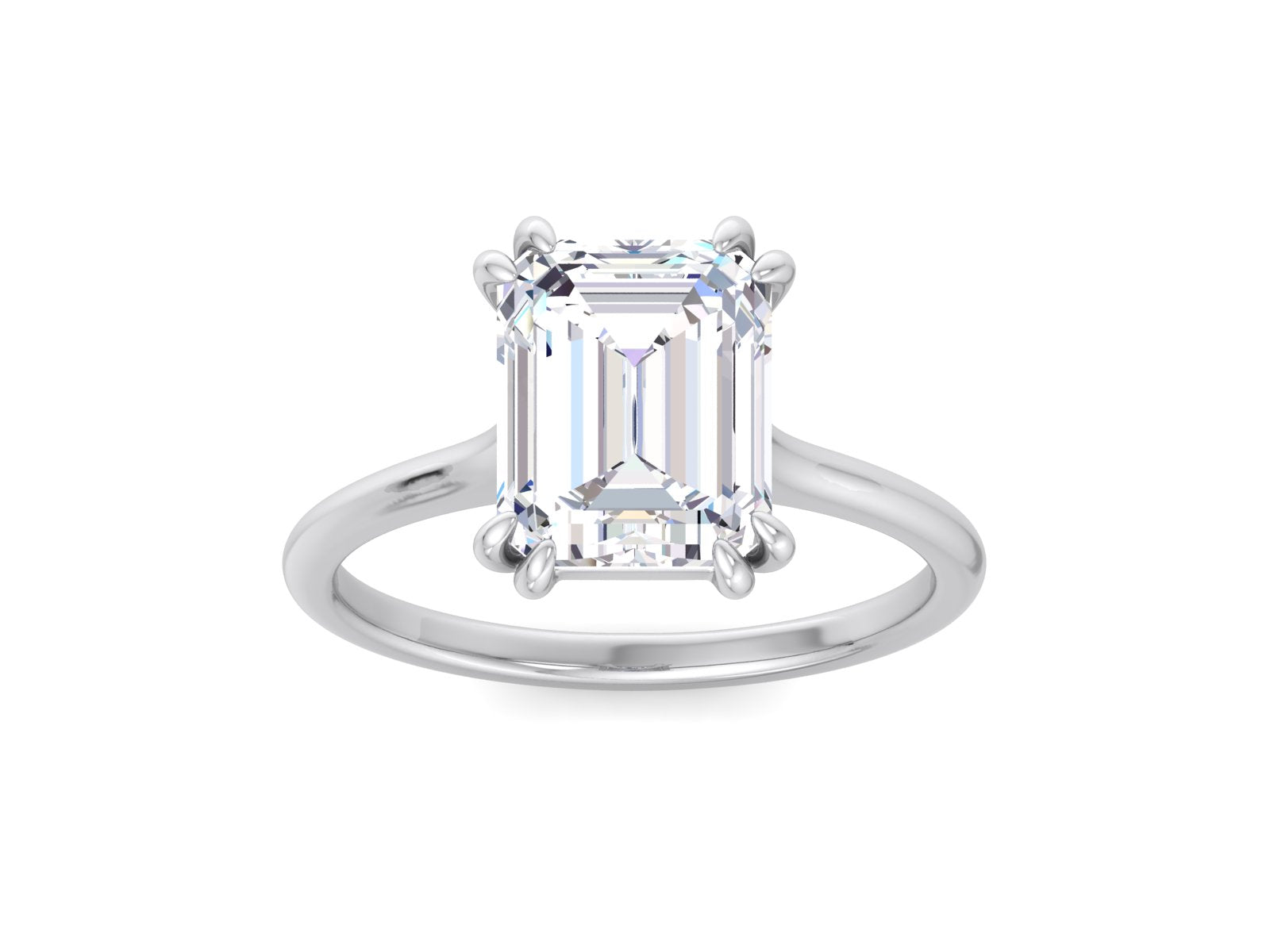 3.8CT Emerald Cut Moissanite Ring, 14K Solid Yellow Gold Solitaire Engagement Ring