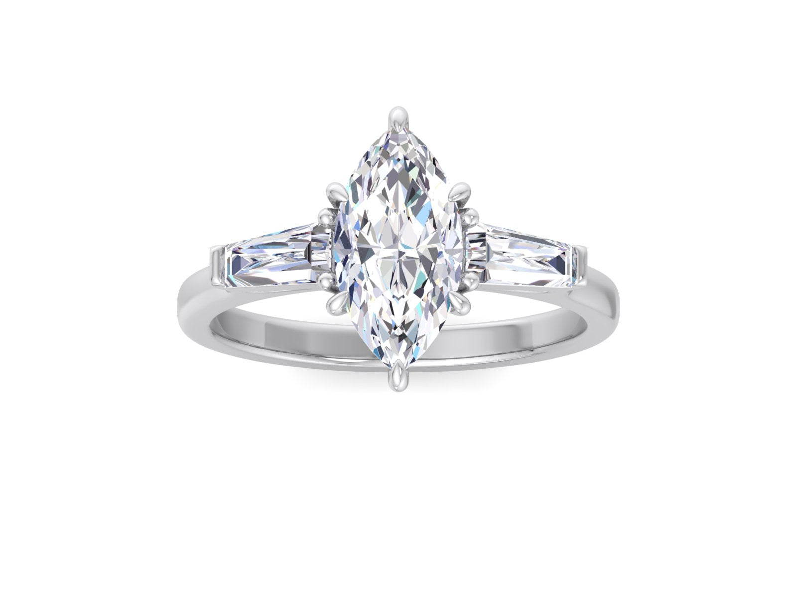 Marquise Three Stone Moissanite Engagement Ring