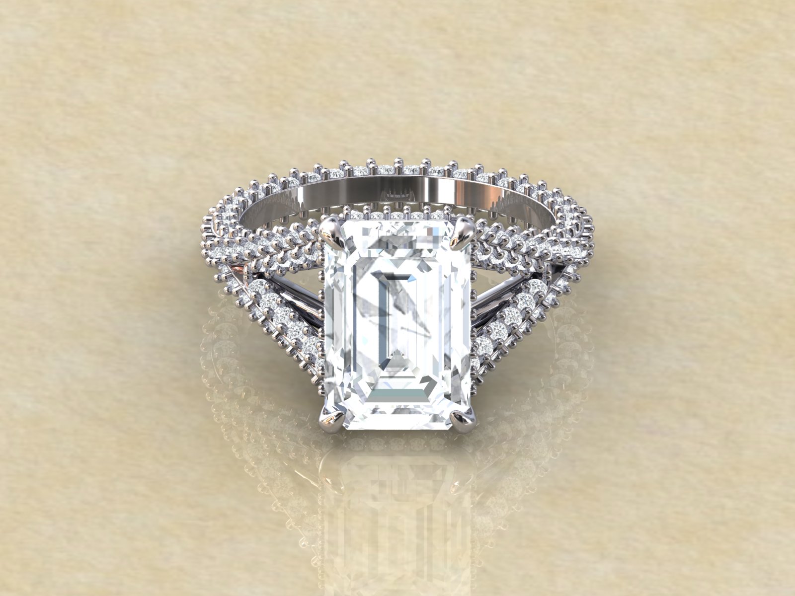 5.34 carat Emerald cut Engagement Ring,Halo Diamond Engagement Ring