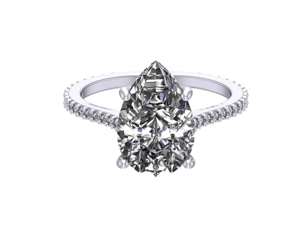 6 CT pear cut moissanite engagement ring