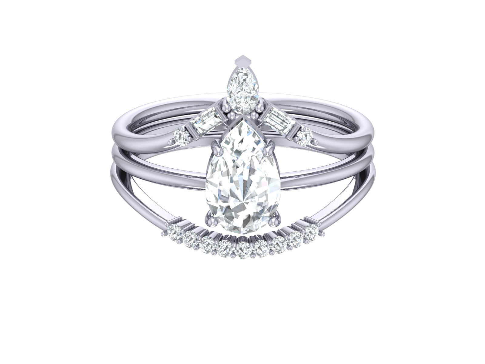 Pear shaped Moissanite engagement ring