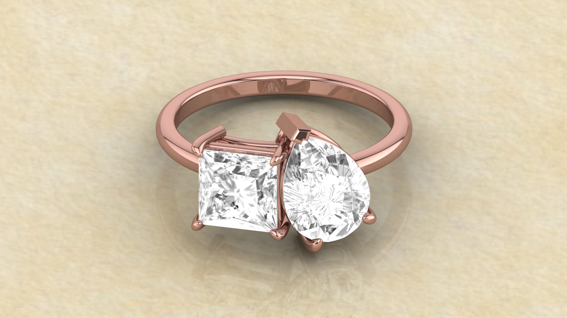 Double Stone Moissanite Engagement Ring 2 Stone Toi et moi ring Wedding Ring