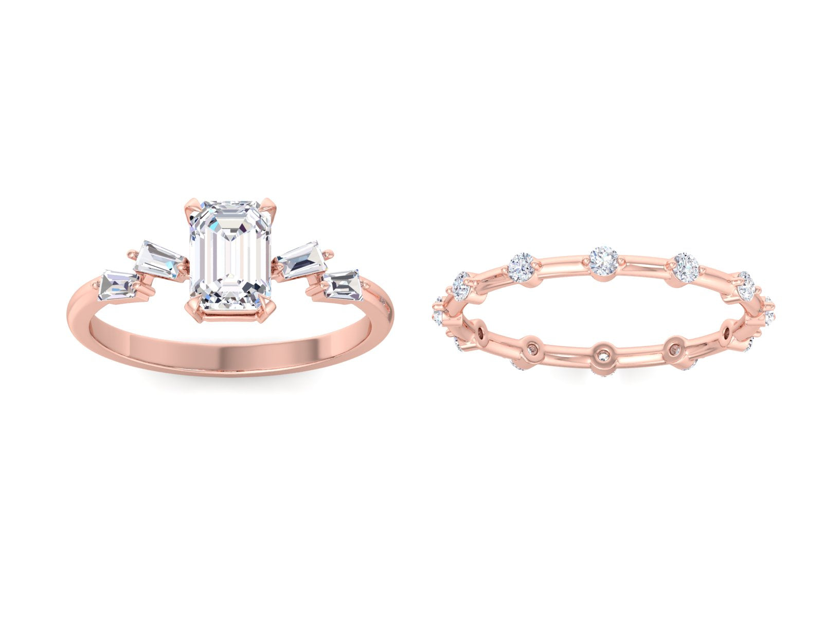 1.00 CT Emerald Cut Lab Diamond Engagement Ring Lab Grown Engagement Ring