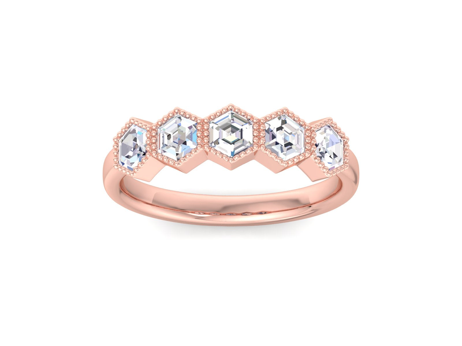 Hexagon Diamond ring, Hexagon wedding band