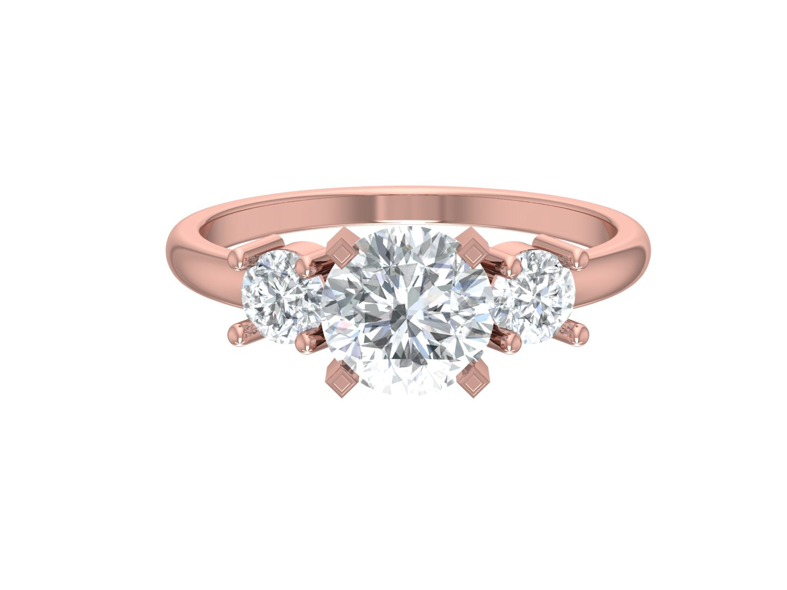 Three stone Round Cut Engagement Ring