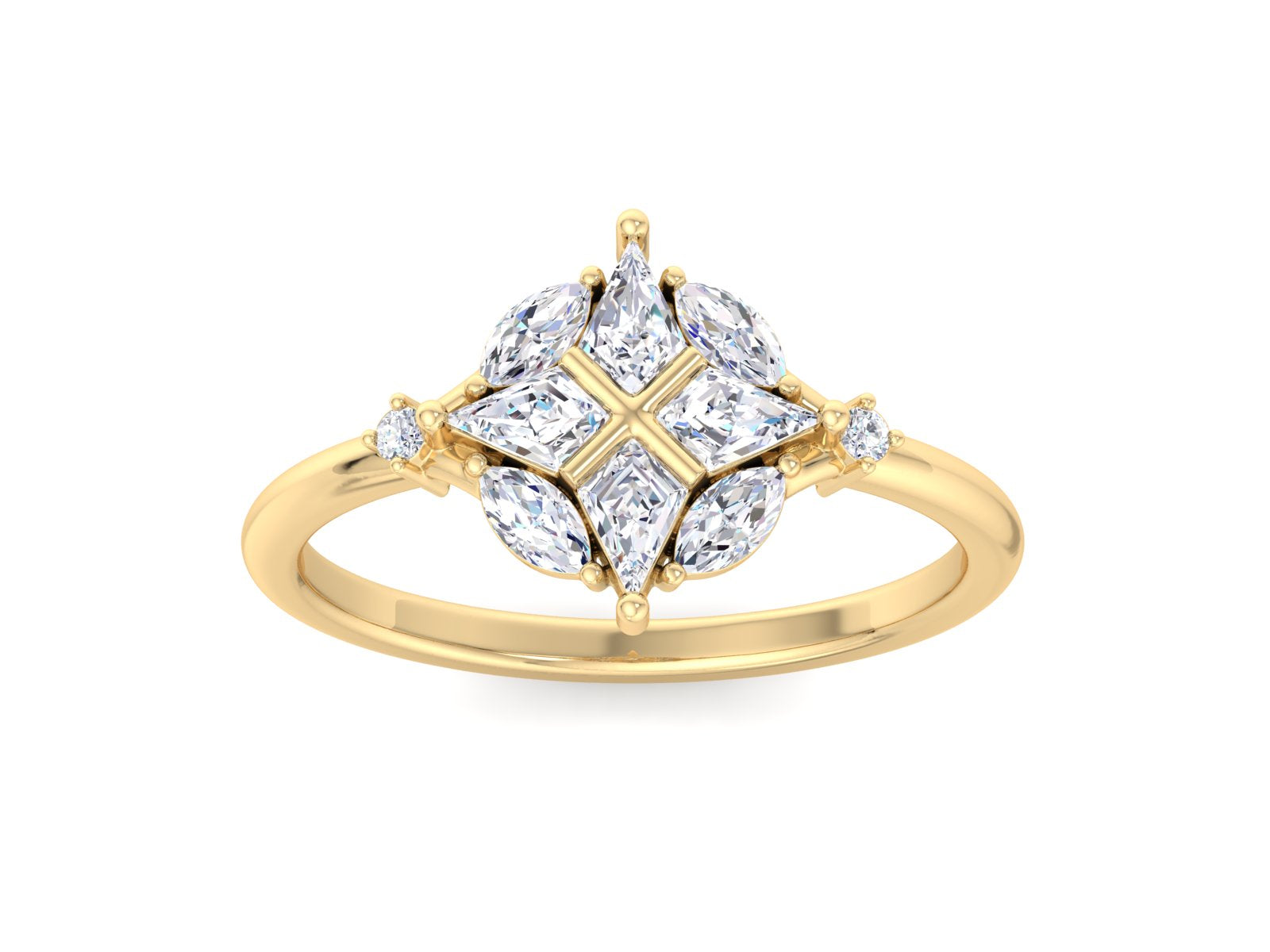 Kite Cut Lab Grown Diamond Ring,14K Gold Conflict Free Diamond Engagement Ring