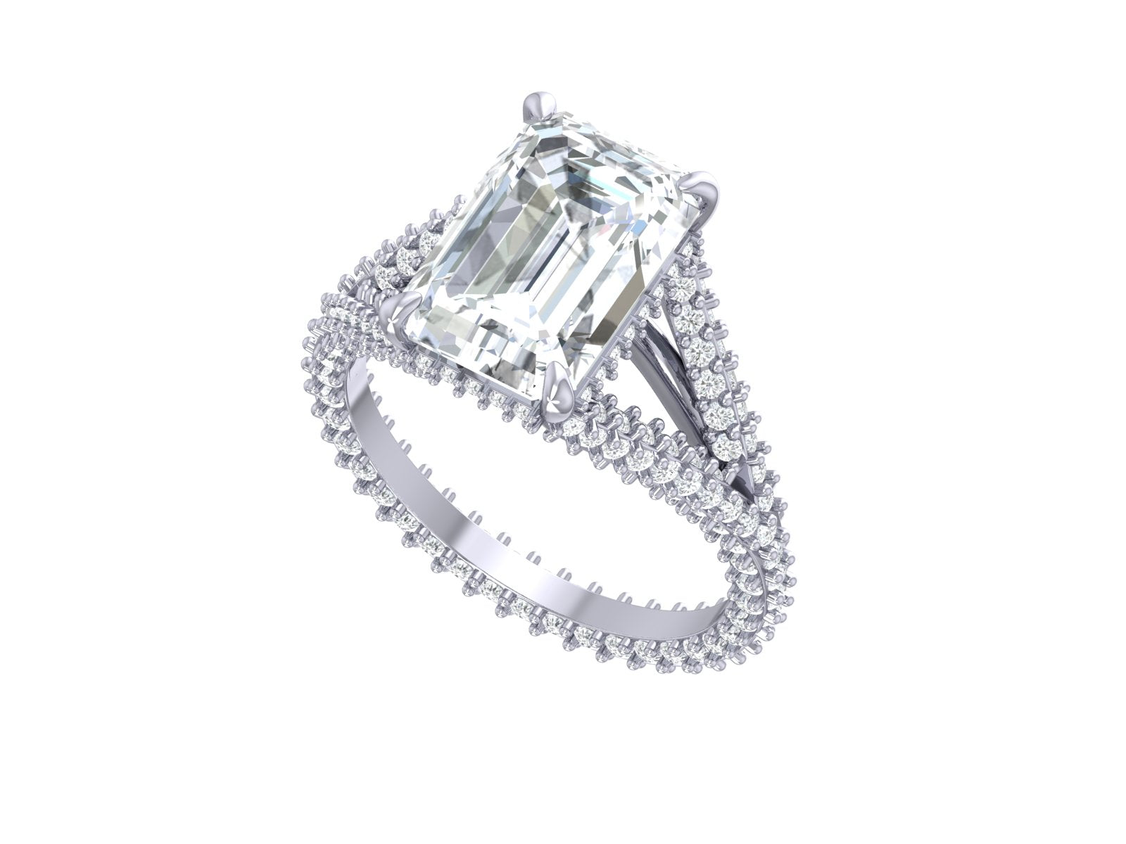 5.34 carat Emerald cut Engagement Ring,Halo Diamond Engagement Ring