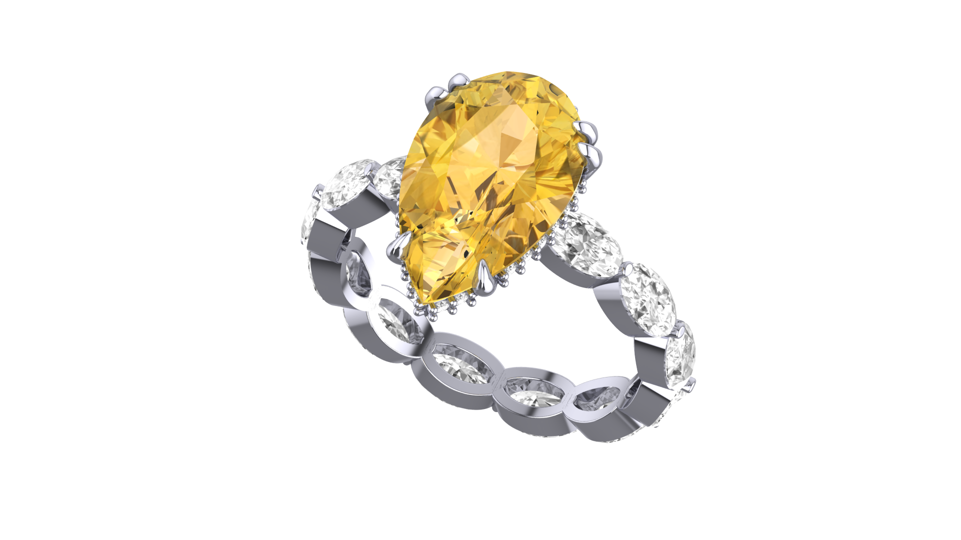 6.8CT Pear Canary Yellow Moissanite Engagement Ring