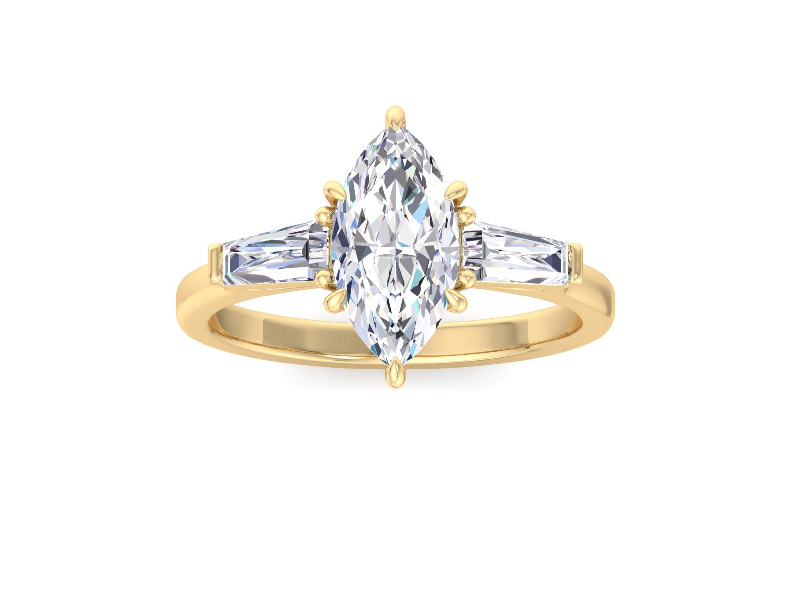 Marquise Three Stone Moissanite Engagement Ring