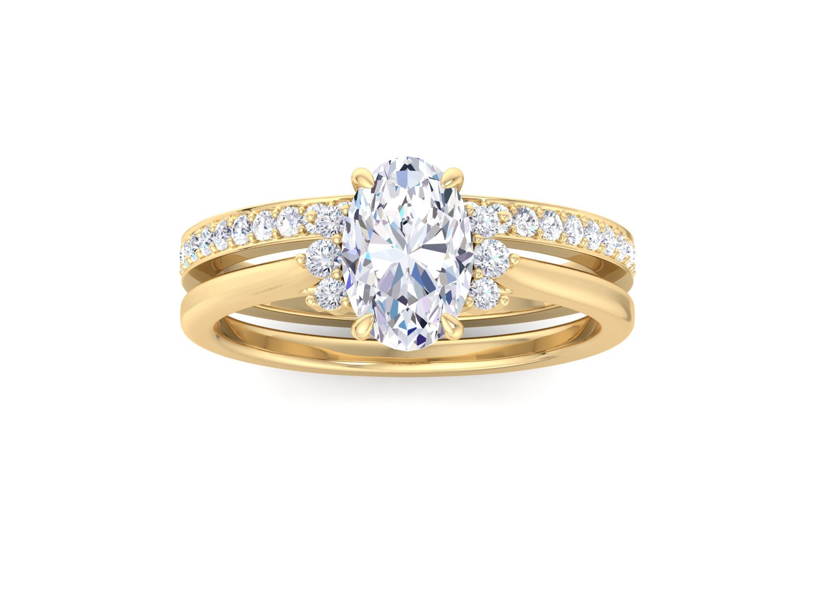 1.50 CT Oval Cut Moissanite Engagement Ring Set