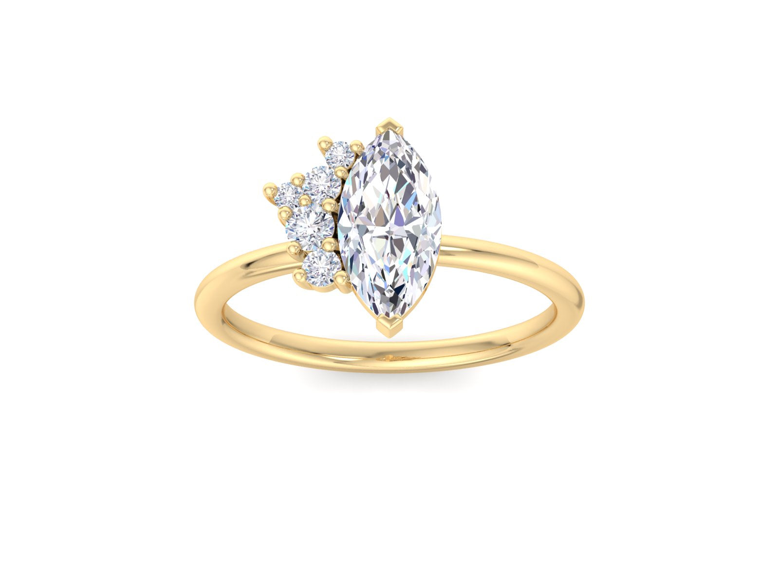 1.00 carat IGI Certified F/VVS Marquise Cut Lab Created Diamond Cluster Halo Engagement Ring