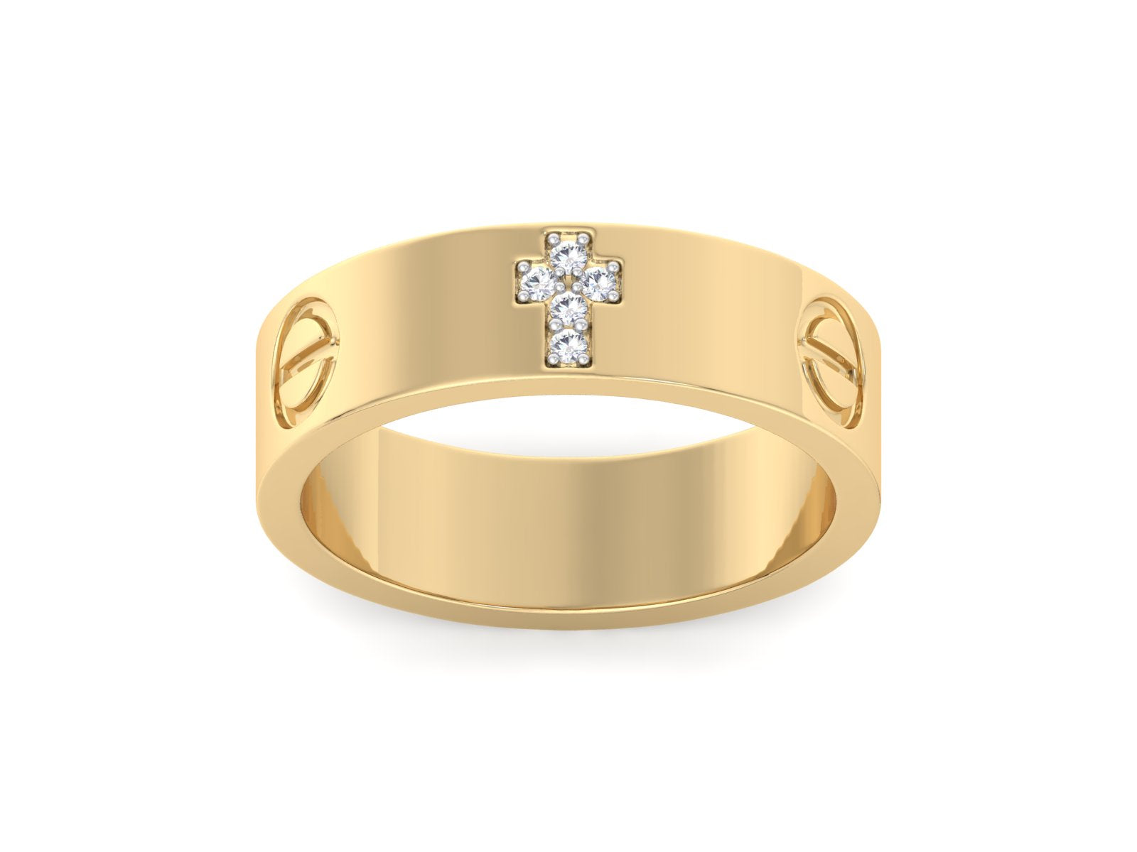 Cross band ring / 14K Solid Gold Love Wedding Band Ring/ Gift For Her