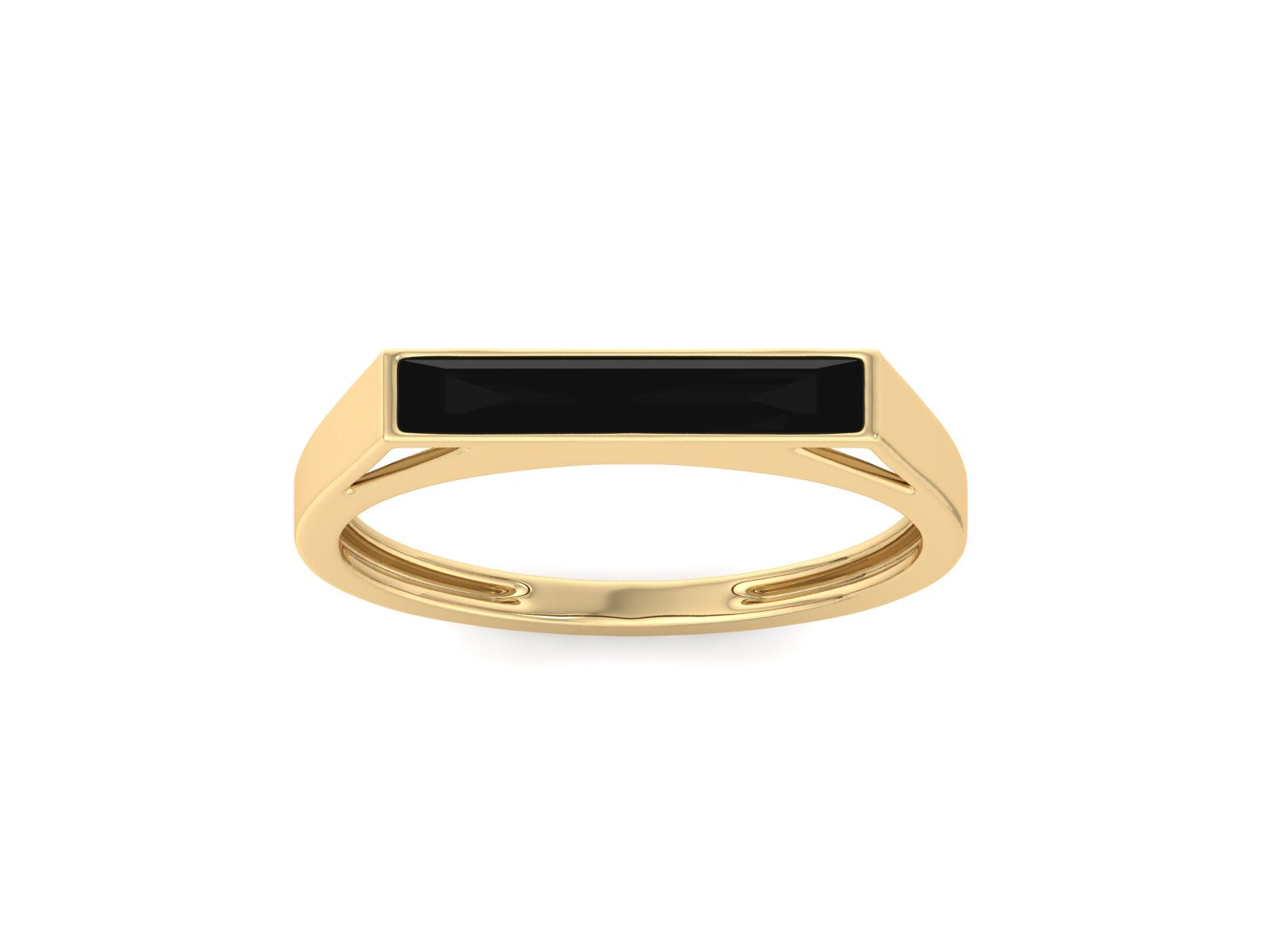 Dainty Gold Ring, Rectangular Black Onyx Ring For Women