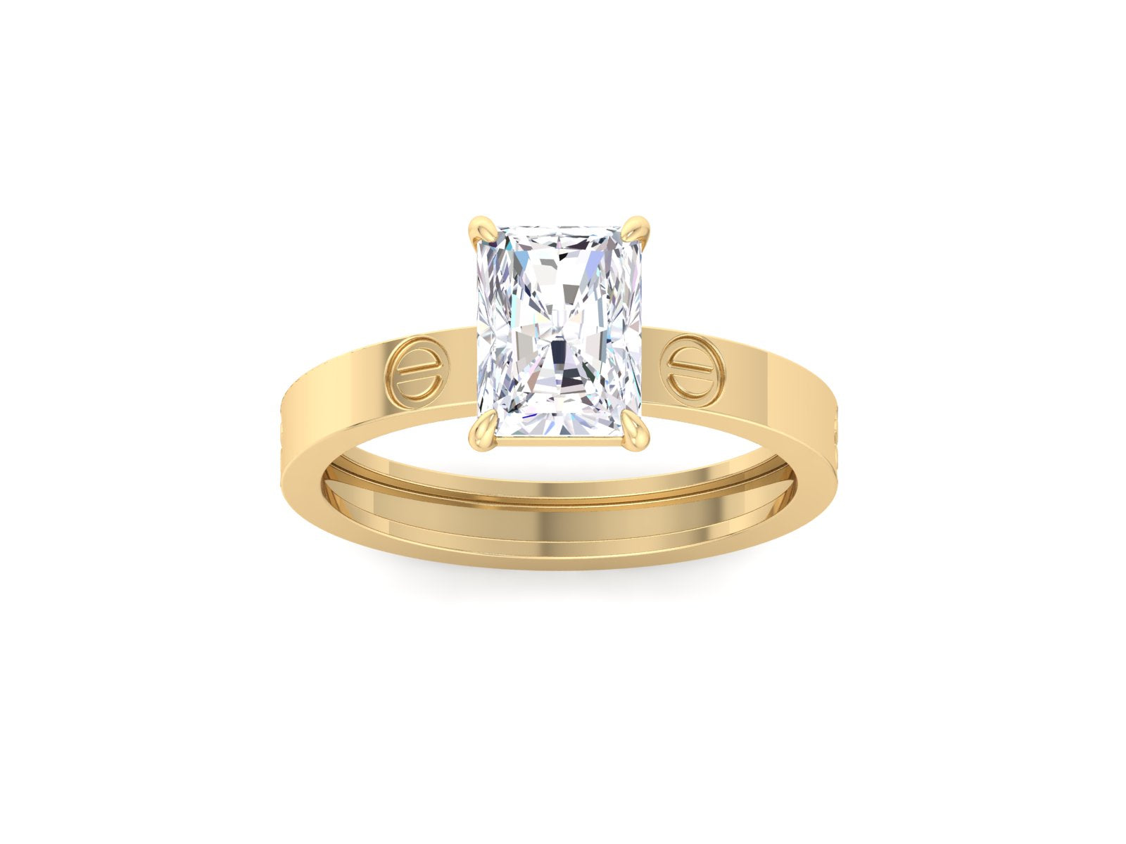1.75CT Radiant Cut Engagement Ring in Solid Yellow 14k/18k Gold