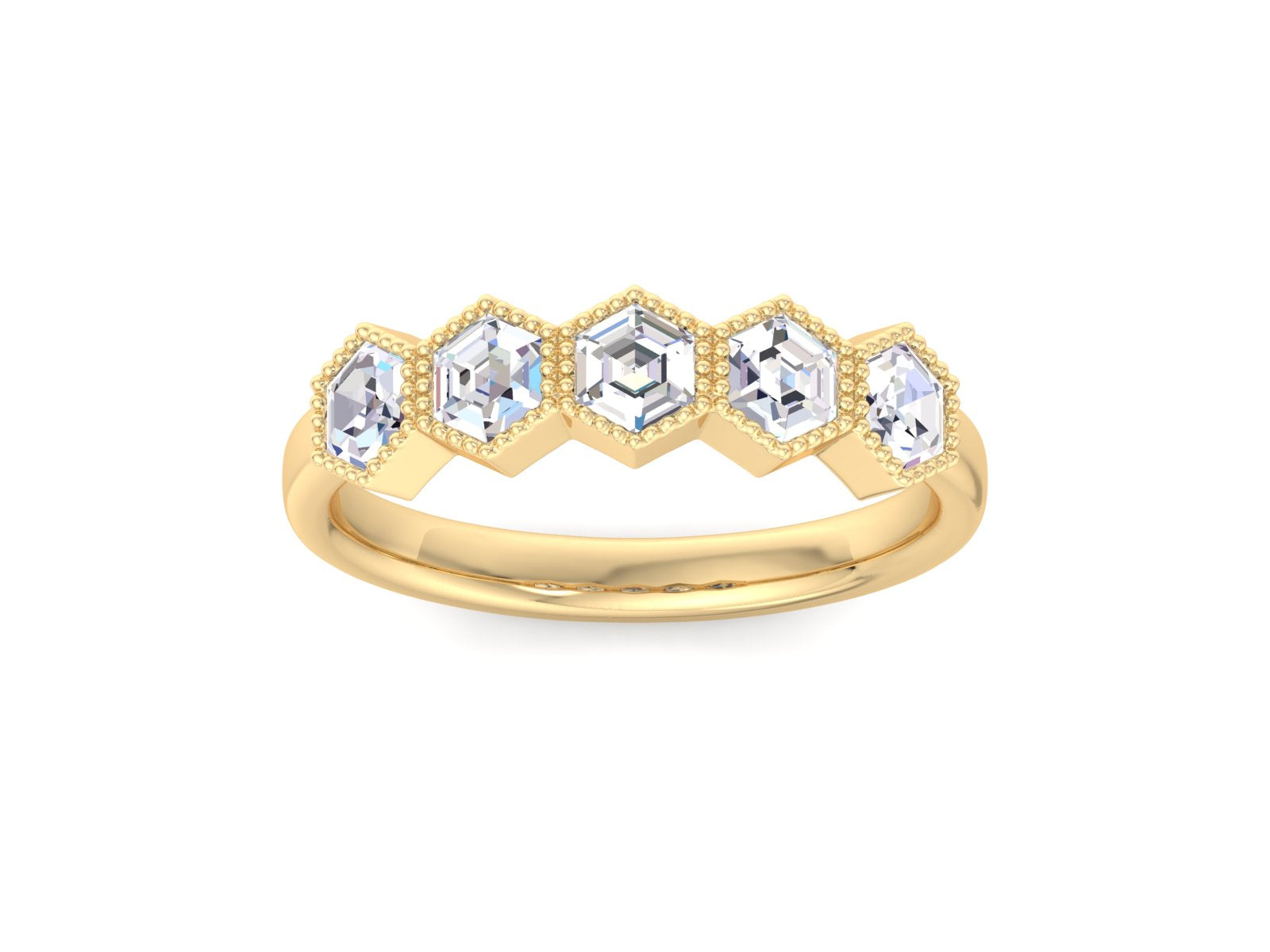 Hexagon Diamond ring, Hexagon wedding band