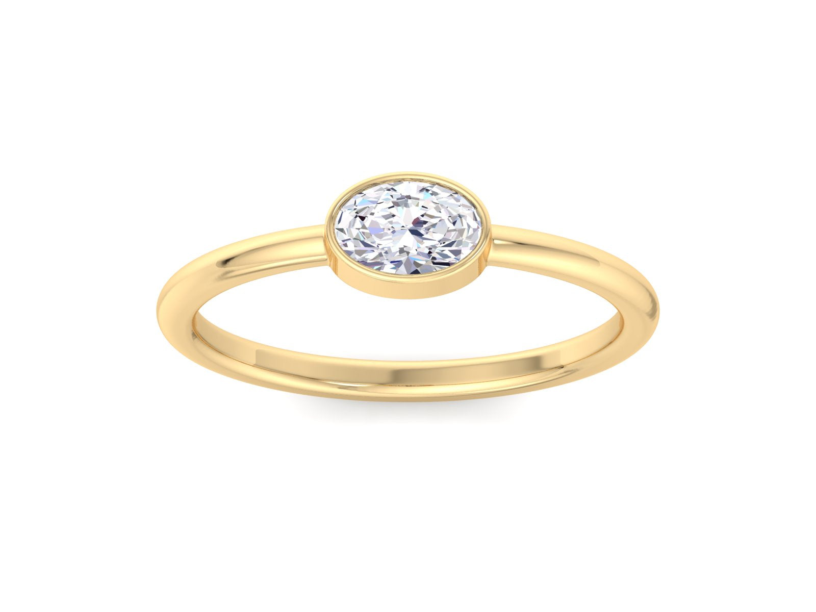 0.500 TCW Oval Lab Created Diamond Bezal Solitaire Engagement Ring