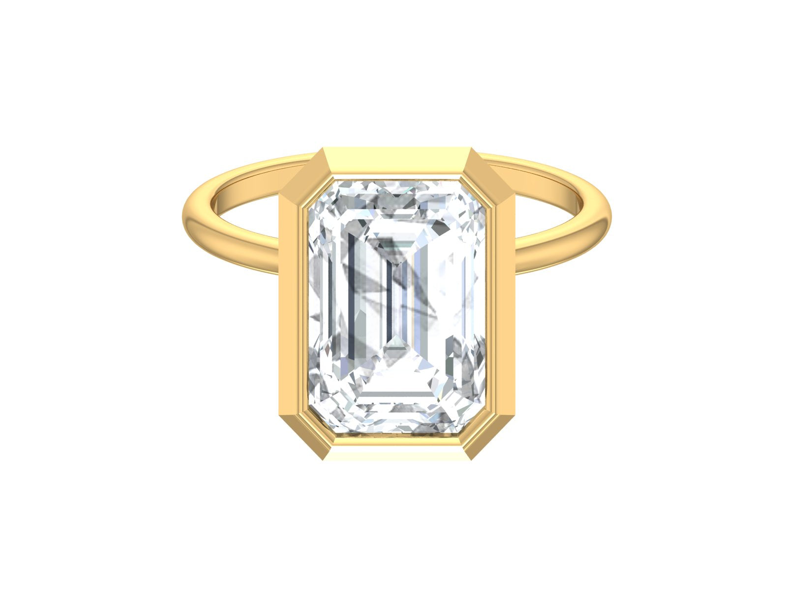 Bezel Setting Ring, 5.3CT Emerald Cut Moissanite Ring