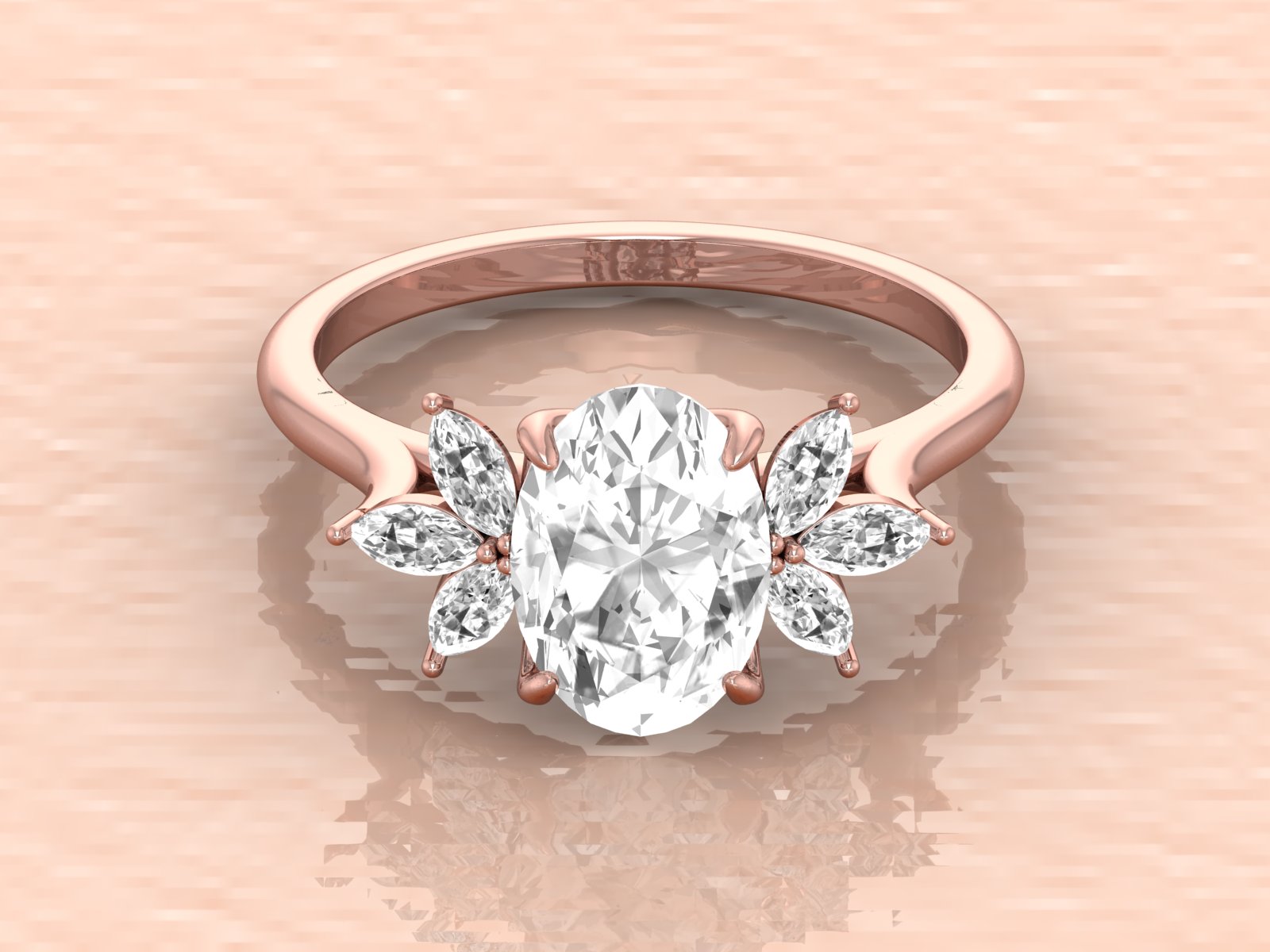 2.5ct Oval cut Rose gold Moissanite engagement ring