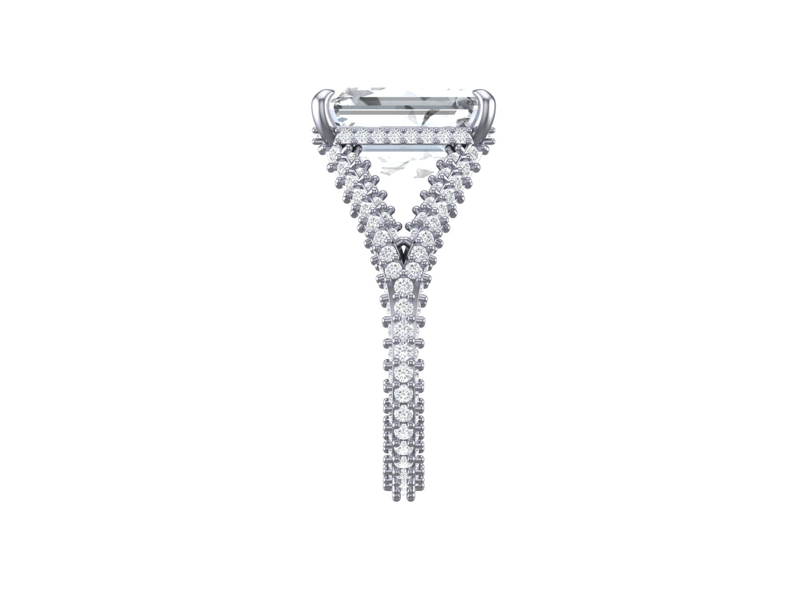5.34 carat Emerald cut Engagement Ring,Halo Diamond Engagement Ring