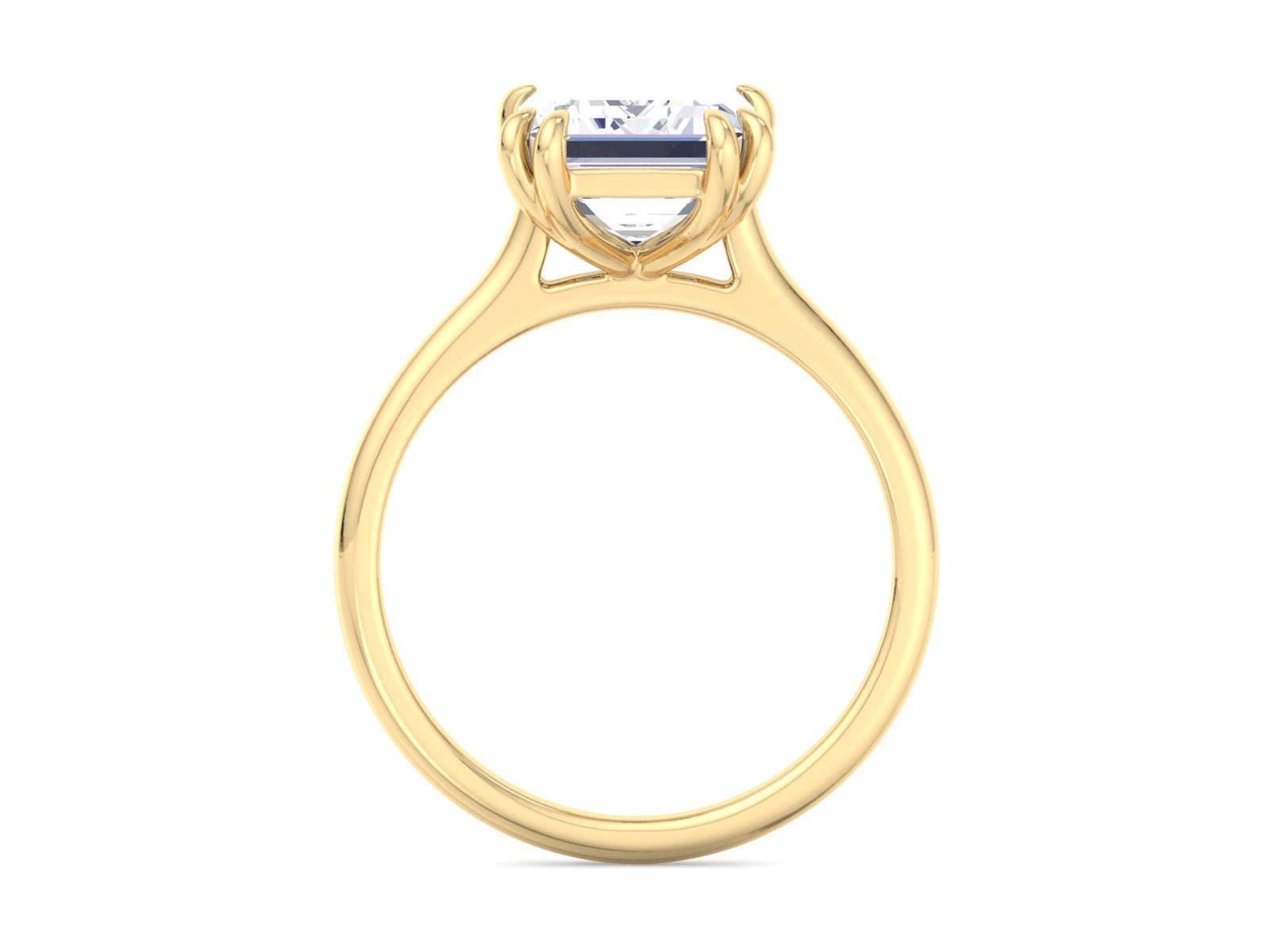 3.8CT Emerald Cut Moissanite Ring, 14K Solid Yellow Gold Solitaire Engagement Ring