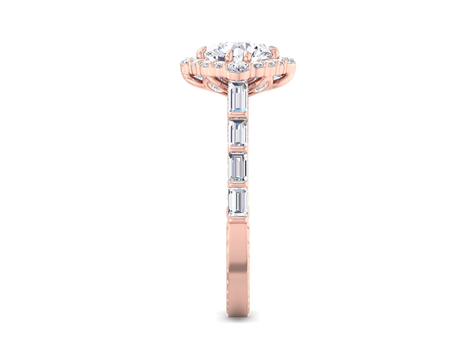 Rose Gold 6.5 MM Round Cut Moissanite Engagement Diamond Ring, Anniversary Ring