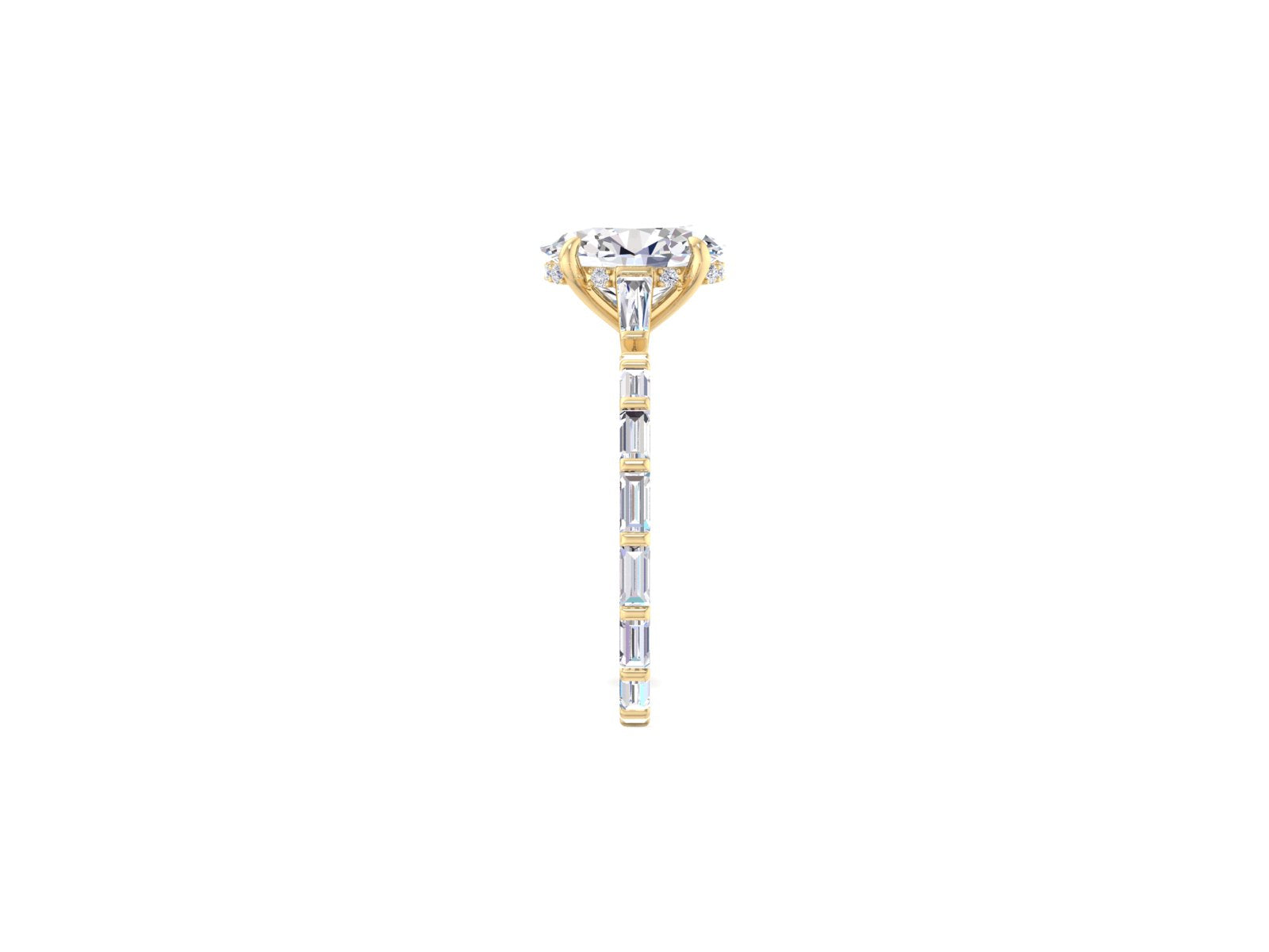 2PCS Oval Cut Moissanite Three Stone Diamond Engagement Ring set, 14K Yellow Gold Oval Wedding Ring