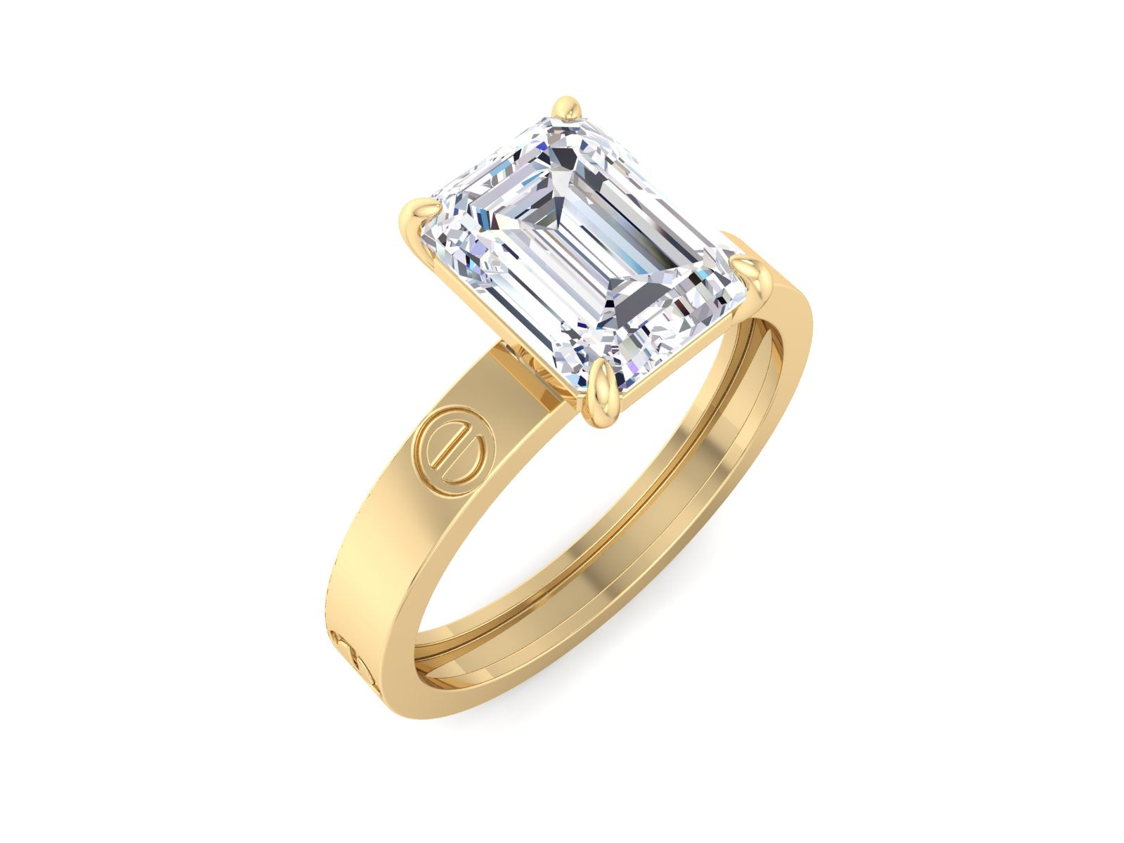 2.0CT Emerald Cut Solitaire Engagement Ring in Solid Yellow14k/18k Gold / Love Wedding Band Ring